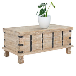 WOMO-DESIGN Table basse Shabby Chic Naples table d'appoint naturel/blanc salon 100x44x50 cm