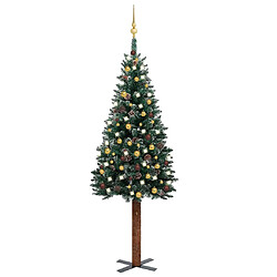 vidaXL Sapin de Noël mince pré-éclairé et boules vert 180 cm