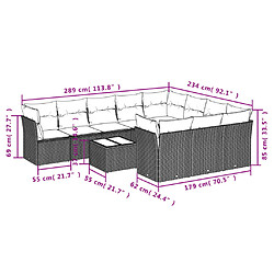 Acheter vidaXL Salon de jardin 11 pcs avec coussins noir résine tressée