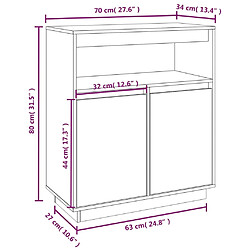 vidaXL Buffet Marron miel 70x34x80 cm Bois massif de pin pas cher