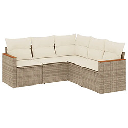 vidaXL Salon de jardin avec coussins 5 pcs beige résine tressée