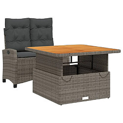 Maison Chic Ensemble à manger d'extérieur 2 pcs avec coussins,Salon de jardin,Mobilier de jardin gris rotin -GKD215560