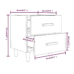 vidaXL Tables de chevet 2 pcs Chêne fumé 40x35x47,5 cm pas cher