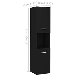 vidaXL Armoire de salle de bain Noir 30x30x130 cm Bois d’ingénierie pas cher