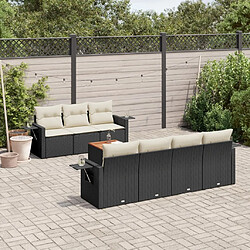 Maison Chic Ensemble Tables et chaises d'extérieur 8 pcs avec coussins,Salon de jardin noir résine tressée -GKD364956