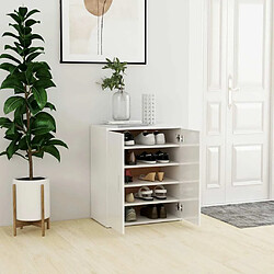 Maison Chic Armoire à Chaussures,Meuble de Rangement à Chaussures Blanc brillant 60x35x70 cm Aggloméré -MN11642