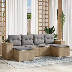 vidaXL Salon de jardin avec coussins 6 pcs beige résine tressée