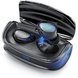 Universal Casque Bluetooth dans l'oreille, LHBD Wireless Earbuds Sport 5.0 Casque basse Contrôle tactile 