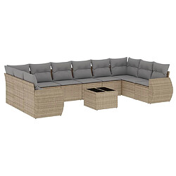 Maison Chic Salon de jardin 11 pcs avec coussins | Ensemble de Table et chaises | Mobilier d'Extérieur beige résine tressée -GKD13830