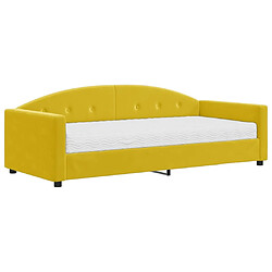 Maison Chic Lit de jour avec matelas, Lit de repos Lit d'invité pour Salon Chambre,Canapé-lit jaune 90x200 cm velours -MN16348