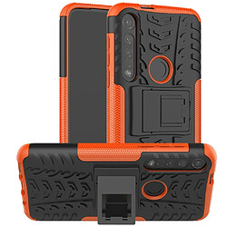 Coque en TPU hybride antidérapant avec béquille orange pour votre Motorola Moto G8 Plus 