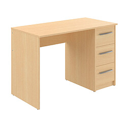 Pegane Bureau en mélamine effet hêtre avec 3 tiroirs - Longueur 110 x profondeur 56 x Hauteur 73.5 cm pas cher