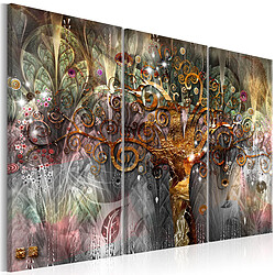 Decoshop26 Tableau toile de décoration murale impression premium en 3 parties sur châssis en bois motif Arbre d'or I 120x80cm 11_0014298