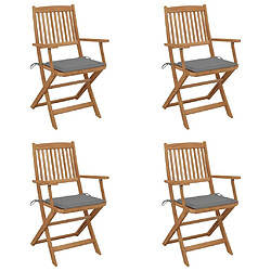 Maison Chic Lot de 4 Chaises pliables de jardin avec coussins - Fauteuil d'extérieur Bois d'acacia -MN72245