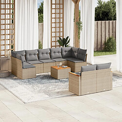 Maison Chic Ensemble Tables et chaises à dîner d'extérieur 10 pcs avec coussins,Salon de jardin mélange beige résine tressée -GKD224259