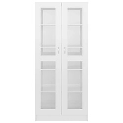 Acheter vidaXL Armoire à vitrine Blanc brillant Bois d’ingénierie