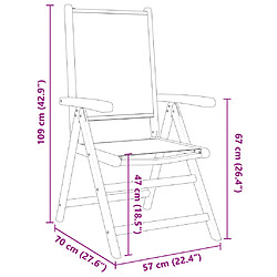 vidaXL Chaises inclinables de jardin lot de 8 tissu et bois massif pas cher