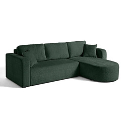 Bestmobilier Miro - canapé d'angle réversible - 4 places - convertible avec coffre - en velours texturé Miro - canapé d'angle réversible - 4 places - convertible avec coffre - en velours texturé - Vert