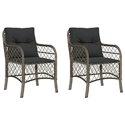 Maison Chic Lot de 2 Chaises de jardin avec coussins | chaises Relax d'extérieur gris résine tressée -GKD86824