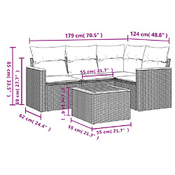 vidaXL Salon de jardin avec coussins 5 pcs beige résine tressée pas cher