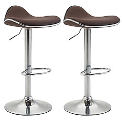 Decoshop26 Lot de 2 tabourets de bar assise ergonomique en tissu marron pied en trompette en métal 10_0004412