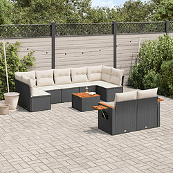 vidaXL Salon de jardin 10 pcs avec coussins noir résine tressée 