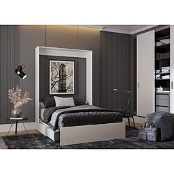 Acheter Inside 75 Armoire lit escamotable DYNAMO SOFA canapé tiroirs blanc mat et microfibre gris couchage 140 x 200 cm