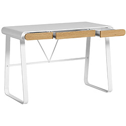 Acheter Pegane Bureau en MDF laqué papier blanc avec pieds en métal, table de travail - Longueur 110 x Profondeur 55 x Hauteur 76 cm