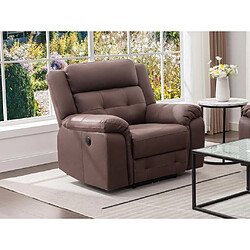 Vente-Unique Fauteuil relax électrique en microfibre aspect cuir vieilli marron ORTIANO