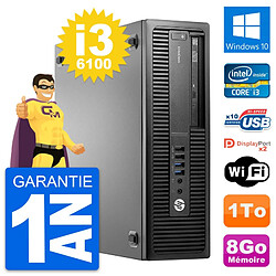 PC HP EliteDesk 800 G2 SFF Intel i3-6100 RAM 8Go Disque Dur 1To Windows 10 Wifi · Occasion 