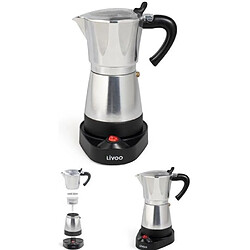 Livoo Cafetière italienne électrique Grise INOX 6 tasses socle pivotant à 360° témoin lumineux 