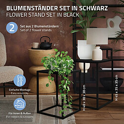 ML-Design Lot 2x Tabourets à Fleurs, en Métal Noir, 30x40x30 cm/ 35x45x35 cm, Carré, Porte-Plantes Moderne, Déco Table d'appoint, Intérieur et Extérieur, Résistant aux Intempéries, Supports de Fleurs