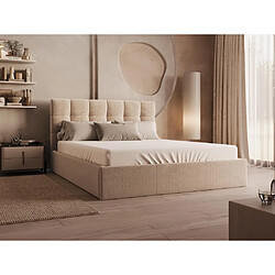 Lit coffre 160 x 200 cm - Velours - Beige + Matelas - MIRDAL de Pascal Morabito 