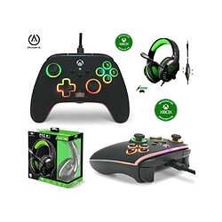 Power A Manette XBOX ONE-S-X-PC SPECTRA INFINITY Lumineuse Noire LED RGB EDITION Officielle + Casque Gamer SPIRIT OF GAMER XBOX ONE-S-X-PC