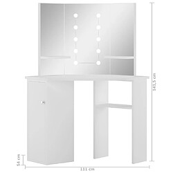 vidaXL Coiffeuse d'angle table de maquillage lumière LED Blanc clair pas cher