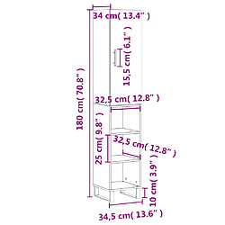 vidaXL Buffet haut Blanc 34,5x34x180 cm Bois d'ingénierie pas cher