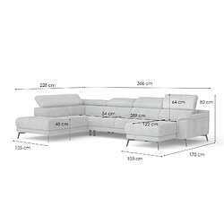 Acheter Courtois Laville Canapé paronamique d'angle gauche 6 places tissu gris foncé - Fiero