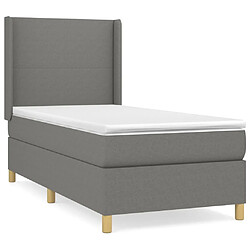 Maison Chic Lit Adulte - Lit simple Lit à sommier tapissier et matelas moelleux - Meuble de Chambre - Gris foncé 90x190 cm Tissu -MN13867