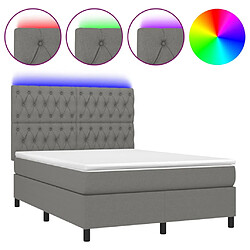 vidaXL Sommier à lattes de lit et matelas et LED Gris foncé 140x190 cm