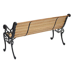 Mendler Banc de jardin HWC-F98, banc du parc, banquette en bois, fonte, 2 places, 125cm, 20kg ~ marron clair