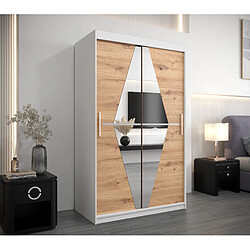 Abiks Meble Armoire Boliwia à portes coulissantes 200/100/62 2 portes (blanc/artisan) 