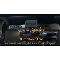 Caméra de voiture Dash Cam WiFi GPS voiture DVR Range Tour - 3 canaux 2K + 1080P + 1080P, Double objectif, 8 lumières infrarouge, Vision nocturne, 3 objectifs 170 degrés