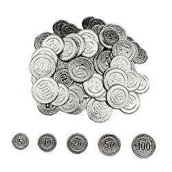 100Pcs / Set Jetons De Poker 5 10 20 50 100 Pièces De Casino En Argent Pièces De Pirate pas cher