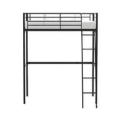 Vente-Unique Lit mezzanine 90 x 190 cm - Noir - En métal - Sommier inclus - ELIOT