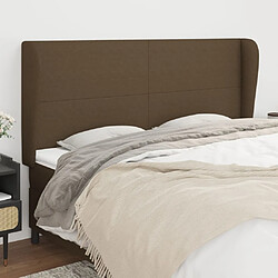 Maison Chic Tête de lit scandinave avec oreilles,meuble de chambre Marron foncé 163x23x118/128 cm Tissu -MN33340