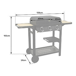 Acheter Barbecue à gaz sur pied 3 feux 8.4kw - AM083T - COOK'IN GARDEN