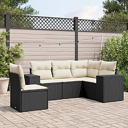 vidaXL Salon de jardin 5 pcs avec coussins noir résine tressée