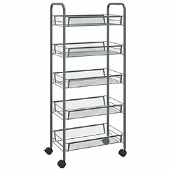 Maison Chic Desserte de cuisine à 5 niveaux | Chariot de cuisine | Meuble de rangement roulant Gris 46x26x105 cm Fer -GKD96706