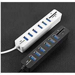 Wewoo HUB Répartiteur USB haute vitesse 6 ports avec concentrateur multi USB 2.0 lecteur de carte SD TF blanc