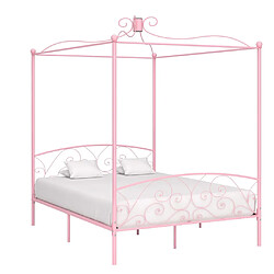 vidaXL Cadre de lit à baldaquin sans matelas rose métal 160x200 cm